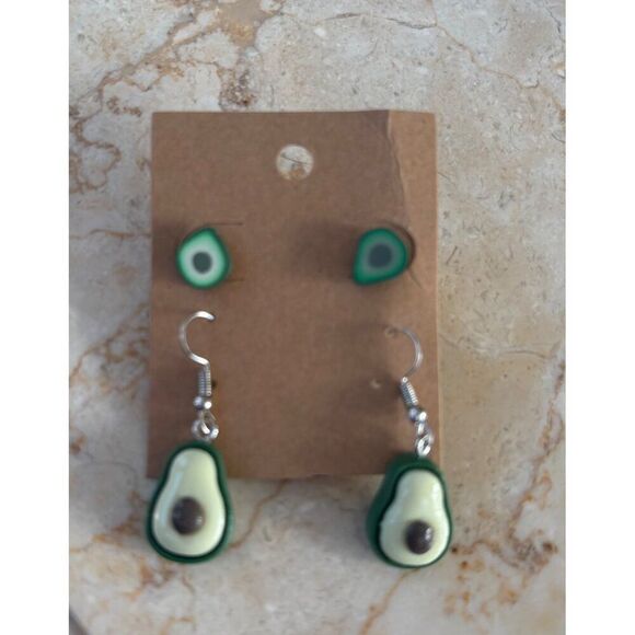 Avocado-Themed Stud & Dangle Earrings Set For Women Hypoallergenic Material Uniq - Picture 3 of 6